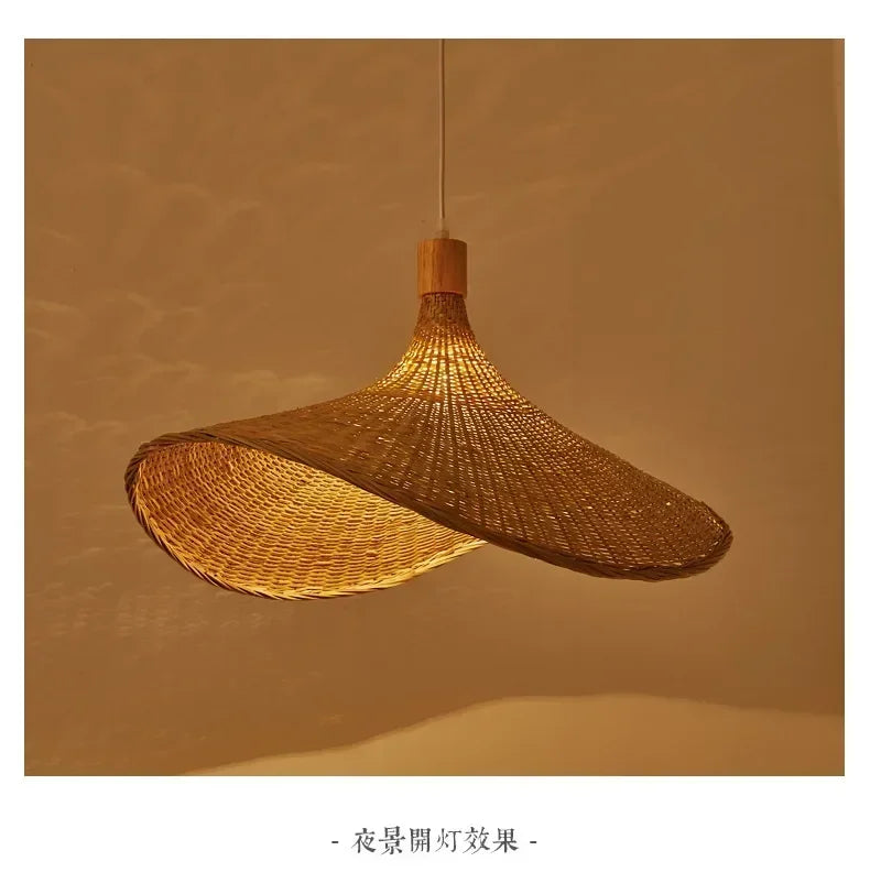 Royaleva Classic Bamboo Rattan Chandelier - Handmade Weaving Pendant Light - A