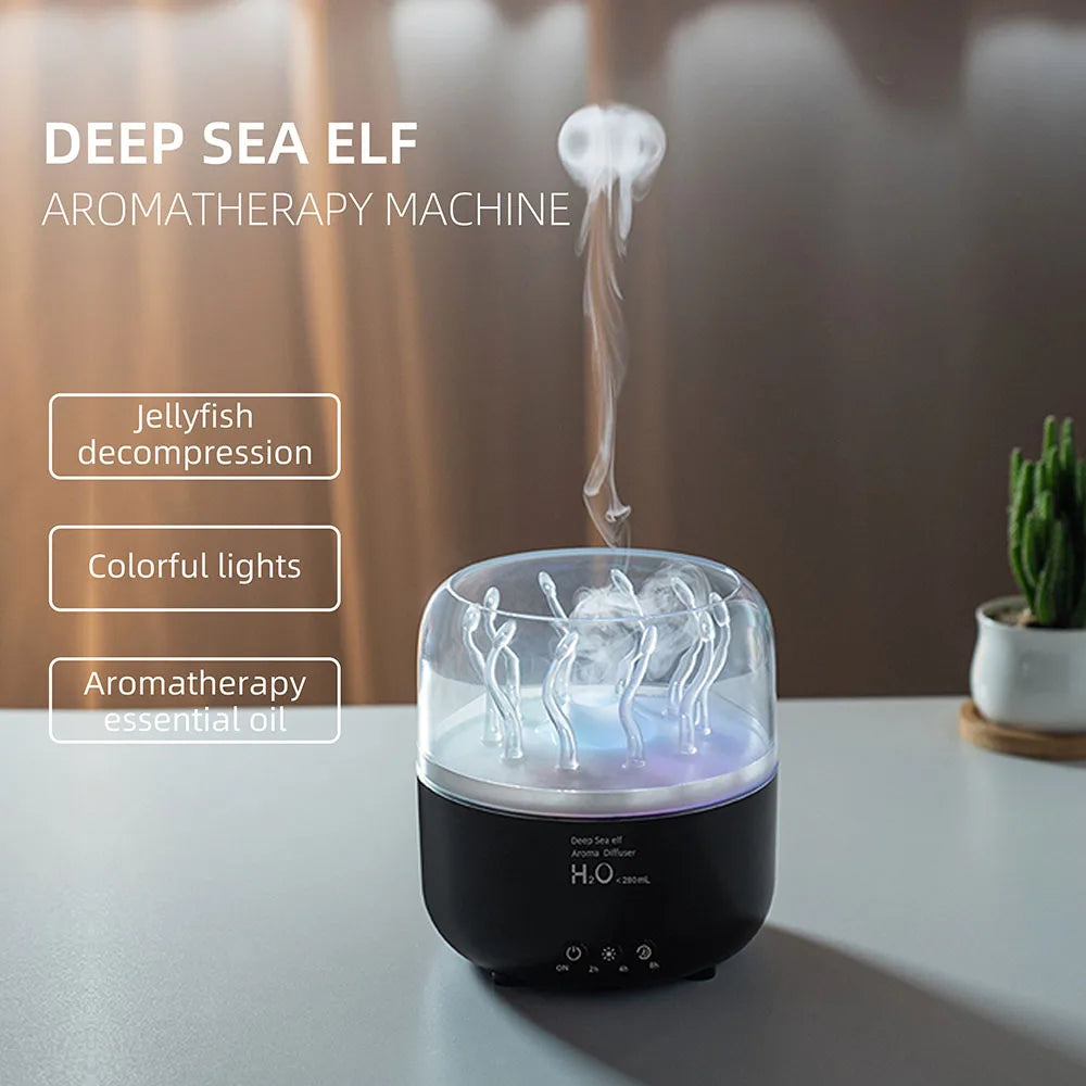 Royaleva Tank-Shaped Aromatherapy Diffuser – Jellyfish Mist Maker with Colorful Lights