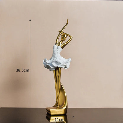 Royaleva Golden Ballet Girl Sculpture for Elegant Home Décor