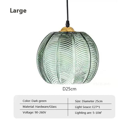 Nordic Glass Pendant Light - Elegant Green Leaf Design - Green Glass / Without bulb / 15CM