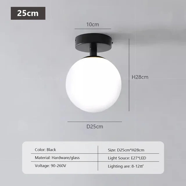 RoyaleGlow Modern Nordic Wall Lamp - Minimalist LED Globe Light for Home - A12CM / Without bulb