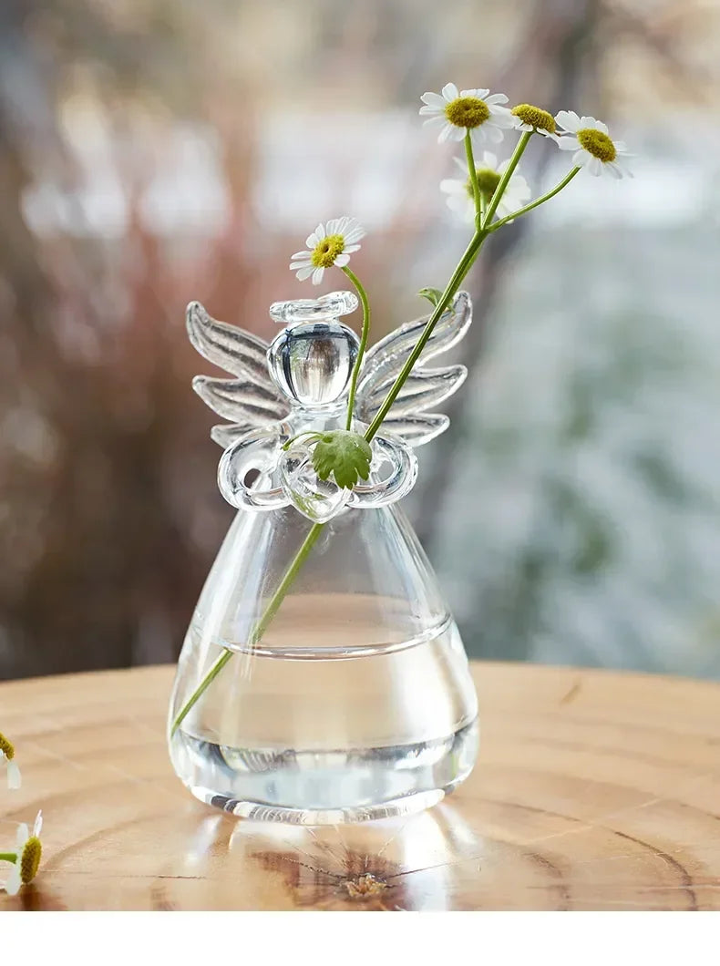 Royelux Transparent Angel Hydroponic Vase - Elegant Desk & Table Decor