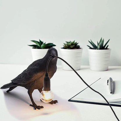 RoyaleGlow Nordic Crow Bird Lamp – Unique Wall & Table LED Light for Stylish Decor