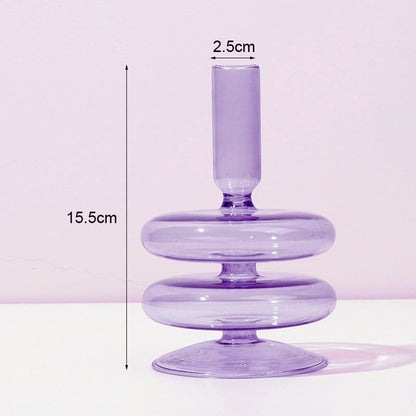 Royaleva Handmade Glass Candle Holders - Elegant Decorative Accent Pieces - Bergamo Purple