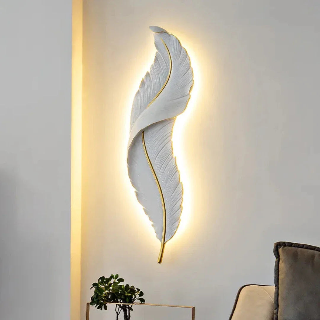 FeatherGlow Elegant Feather Wall Light - 90 CM