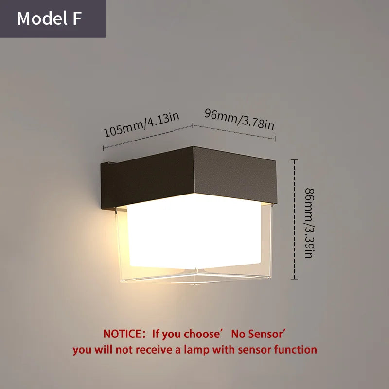 Royaleva Motion Sensor LED Wall Light for Modern Outdoor Spaces - No Sensor / Model G / Warm White