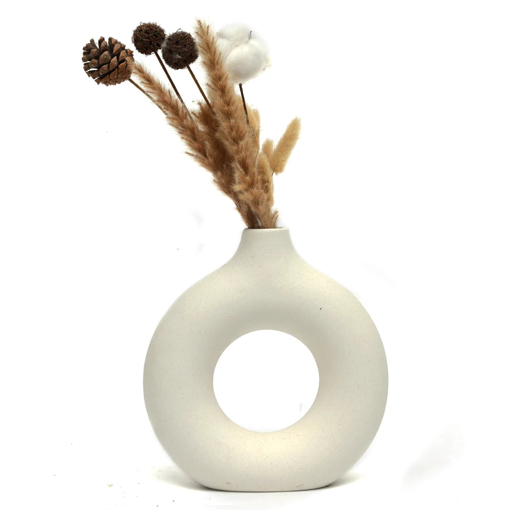 Royelux Nordic Hollow Ceramic Vase - Contemporary Decorative Masterpiece