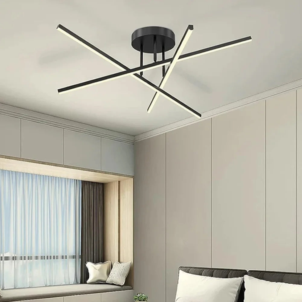 Modern LED Ceiling Chandelier - Nordic Style for Living Room, Dining Room, and Bedroom - Black / Warm White