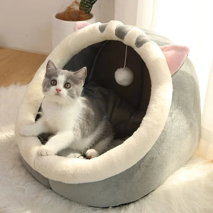 Royaleva Warm Soft Pet Bed - Cozy Foldable Cat Cave for Small Dogs and Cats - Gray