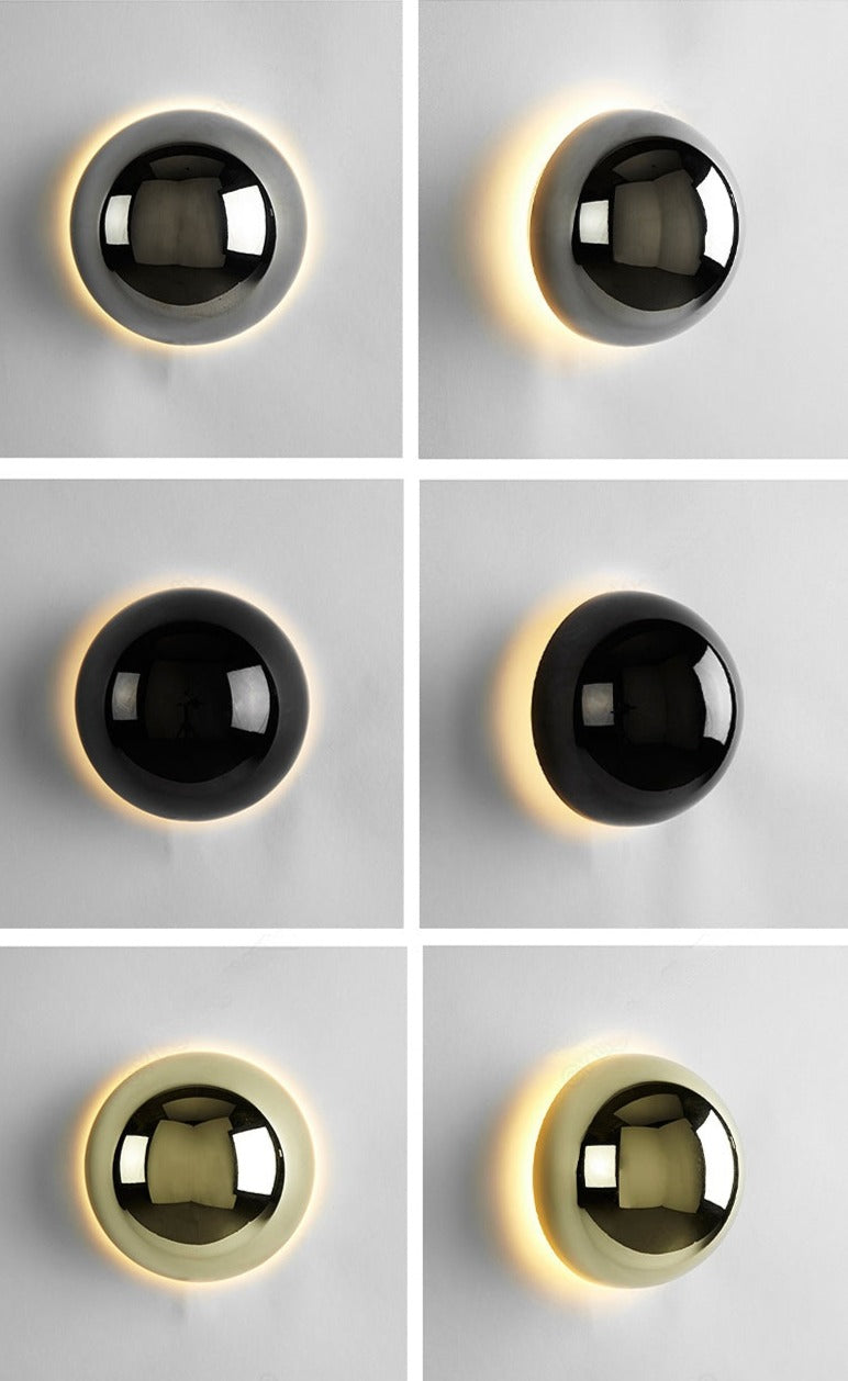 RoyaleGlow Elegant Round Metallic Wall Sconce Light – Modern Home Decor - Black