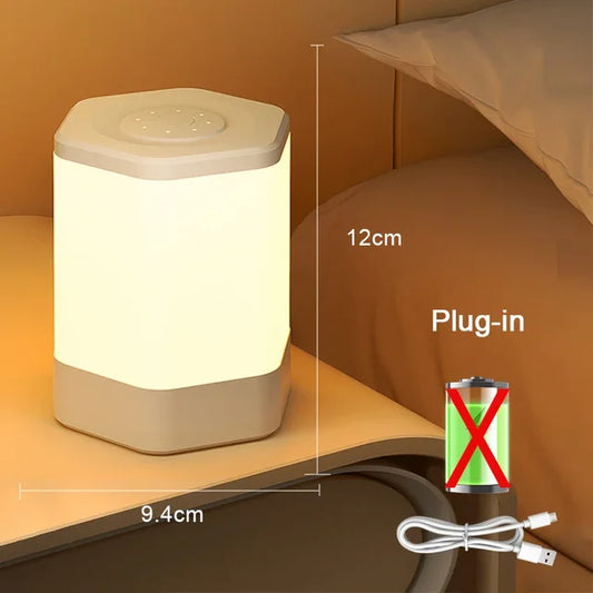 RoyaleGlow Touch Control LED Night Light - Rechargeable Bedside Table Lamp - Plug in