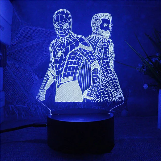 Royallure 3D Spiderman LED Night Light - USB Powered Phantom Desk Lamp - LIGHT BLUE / 7 colors no remote