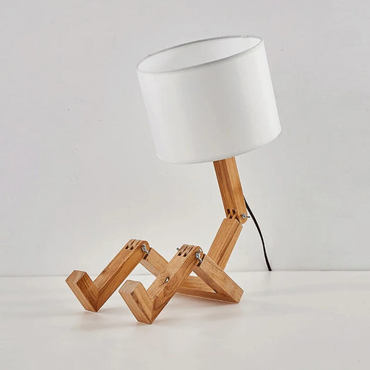 Royelux Wooden Robot Table Lamp – Creative Nordic Design - Lampshade 2