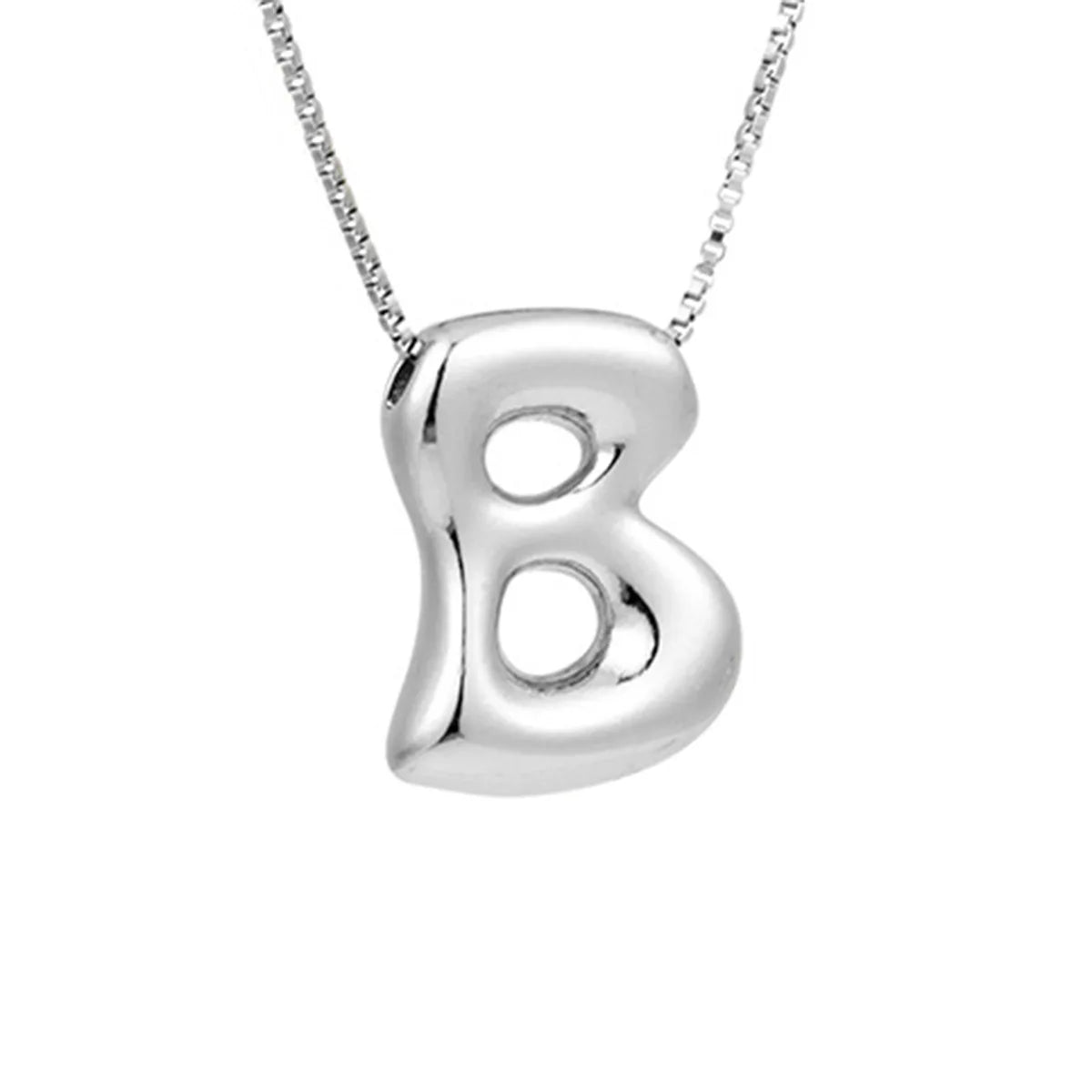 Royelux A-Z Balloon Bubble Letter Pendant Necklace – Silver Chunky Initial Jewelry