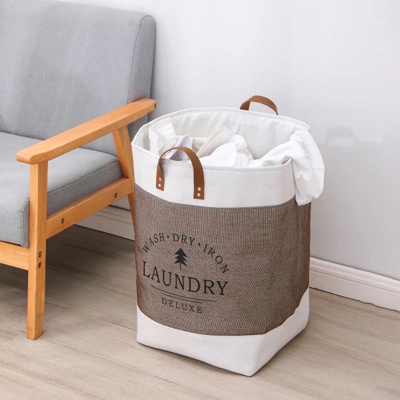 Rayvia Laundry Hamper - Chic Design with Durable Leather Handles