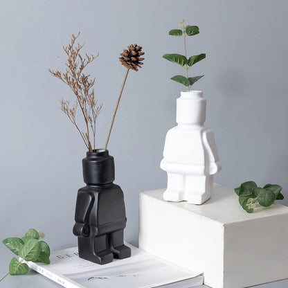 Royelux Nordic Ceramic Robot Vase - Playful Modern Decor