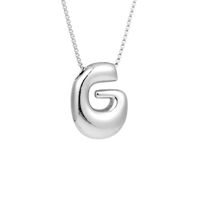 Royelux A-Z Balloon Bubble Letter Pendant Necklace – Silver Chunky Initial Jewelry