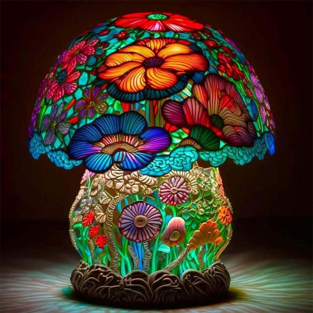 Royallure Stained Glass Mushroom Table Lamp