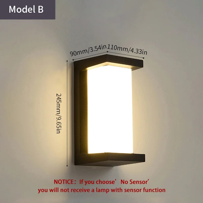 Royaleva Motion Sensor LED Wall Light for Modern Outdoor Spaces - No Sensor / Model G / Warm White