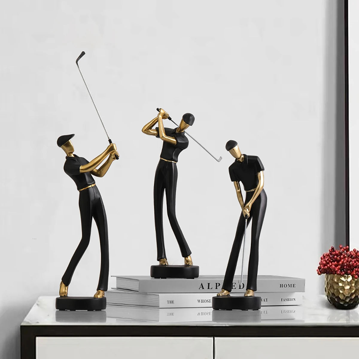 Creative Golfer Figurines – Abstract Golf Player Ornament for Modern Home Decor