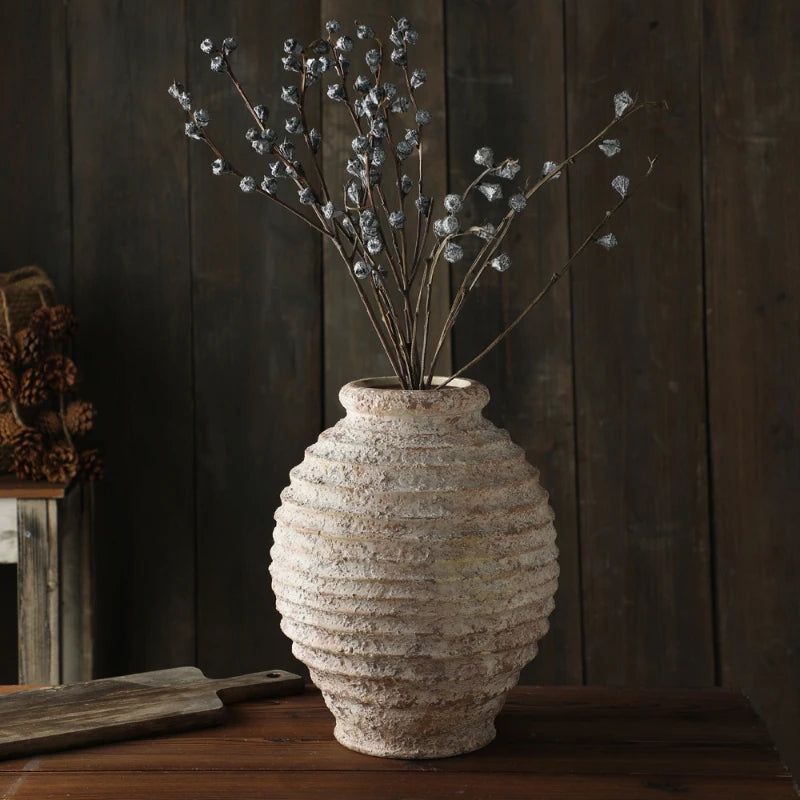 Royelux Retro Clay Pottery Vase – Vintage Elegance for Your Home