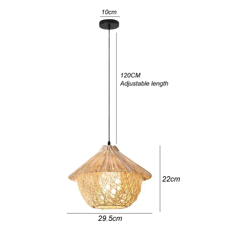 Royaleva Classic Bamboo Rattan Chandelier - Handmade Weaving Pendant Light - R