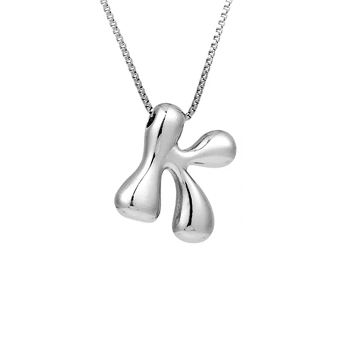 Royelux A-Z Balloon Bubble Letter Pendant Necklace – Silver Chunky Initial Jewelry