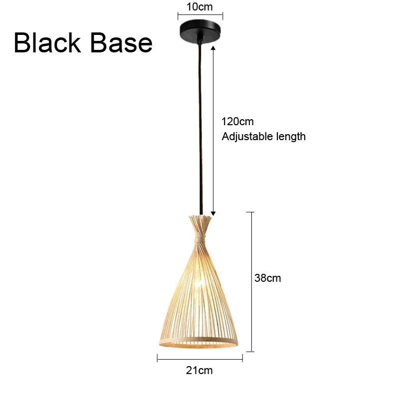 Royaleva Classic Bamboo Rattan Chandelier - Handmade Weaving Pendant Light - A