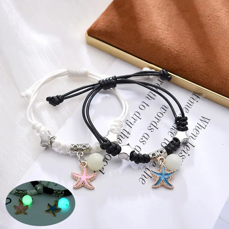 Royelux Luminous Star Couple Bracelets - Matching Glow-in-the-Dark Charm Jewelry