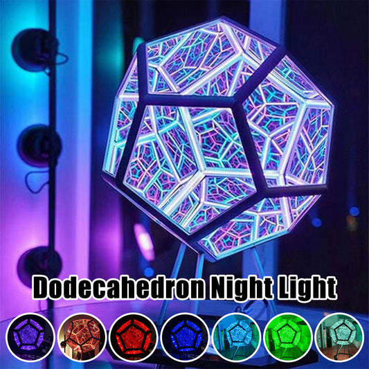 Royallure 3D Dodecahedron Infinity Night Light Lamp - Creative LED Decor