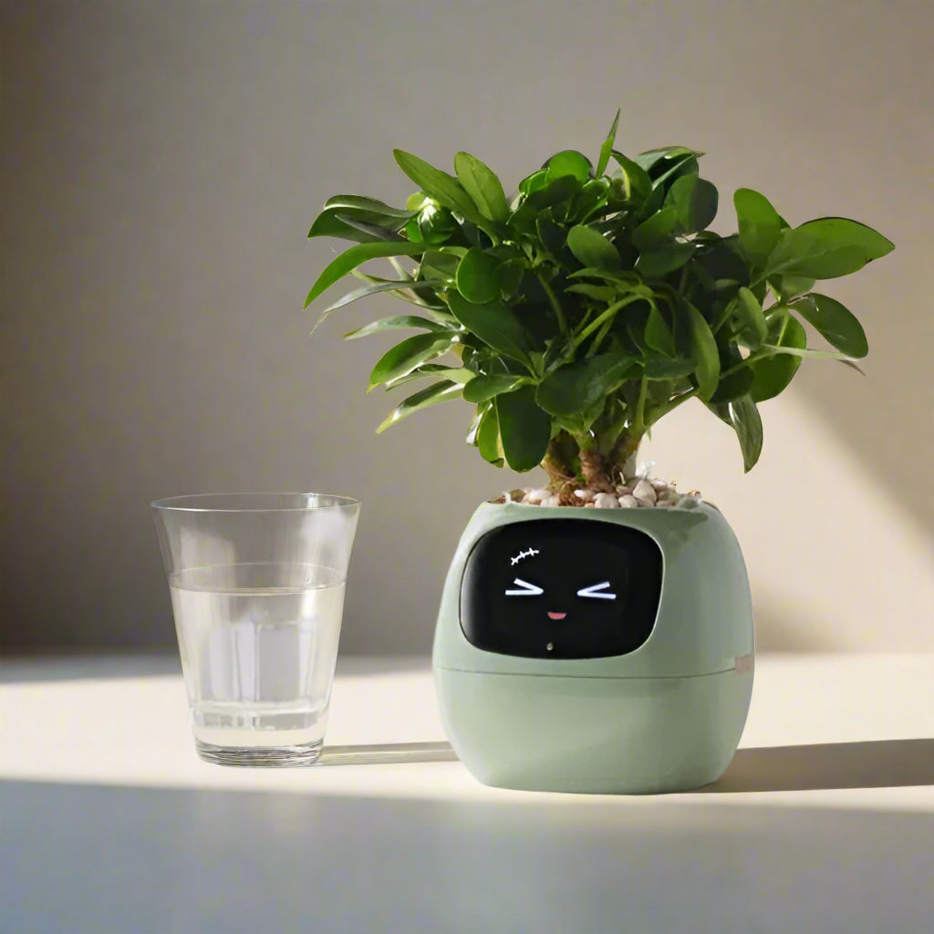 Smart Plant Pot with AI Sensors – Interactive Planter for Easy Plant Care - Green