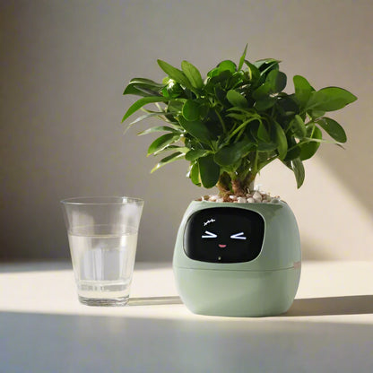 Smart Plant Pot with AI Sensors – Interactive Planter for Easy Plant Care - Green