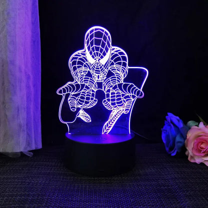 Royallure 3D Spiderman LED Night Light - USB Powered Phantom Desk Lamp - off-white / 7 colors no remote