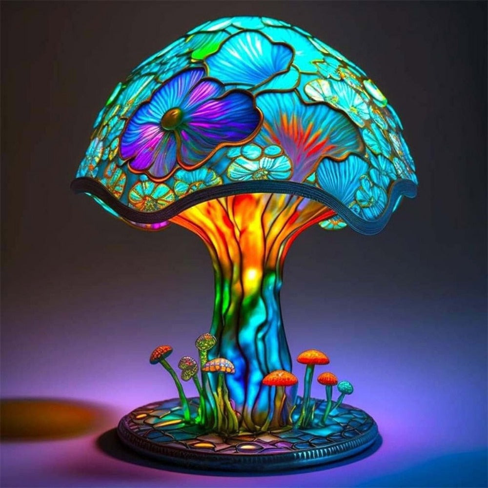 Royallure Stained Glass Mushroom Table Lamp