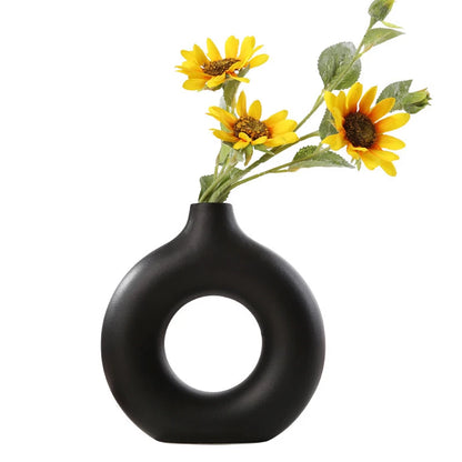 Royelux Nordic Hollow Ceramic Vase - Contemporary Decorative Masterpiece