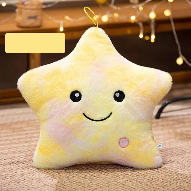 LED Star Plush Light - Soft Glowing Star Pillow Doll, Stuffed Toy for Kids & Home Decor, Perfect Birthday Gift - Yellow 40x35cm