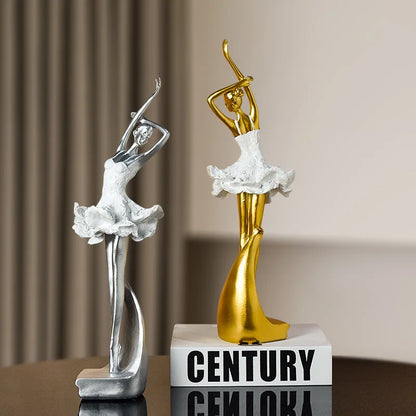 Royaleva Golden Ballet Girl Sculpture for Elegant Home Décor