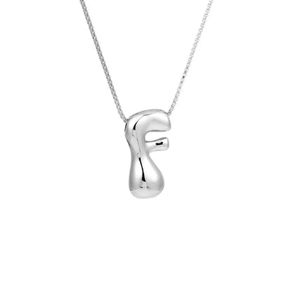 Royelux A-Z Balloon Bubble Letter Pendant Necklace – Silver Chunky Initial Jewelry