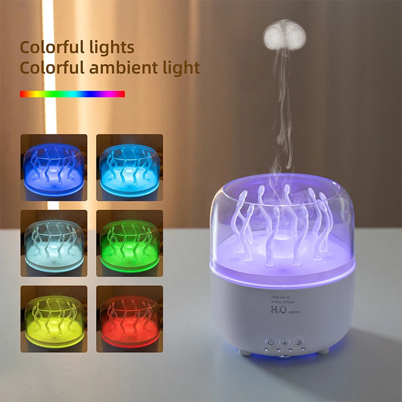 Royaleva Tank-Shaped Aromatherapy Diffuser – Jellyfish Mist Maker with Colorful Lights