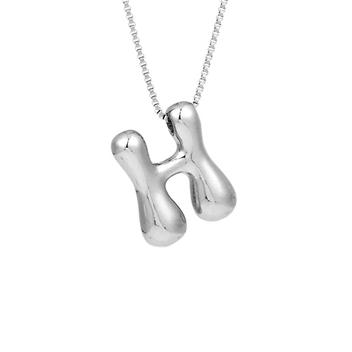 Royelux A-Z Balloon Bubble Letter Pendant Necklace – Silver Chunky Initial Jewelry