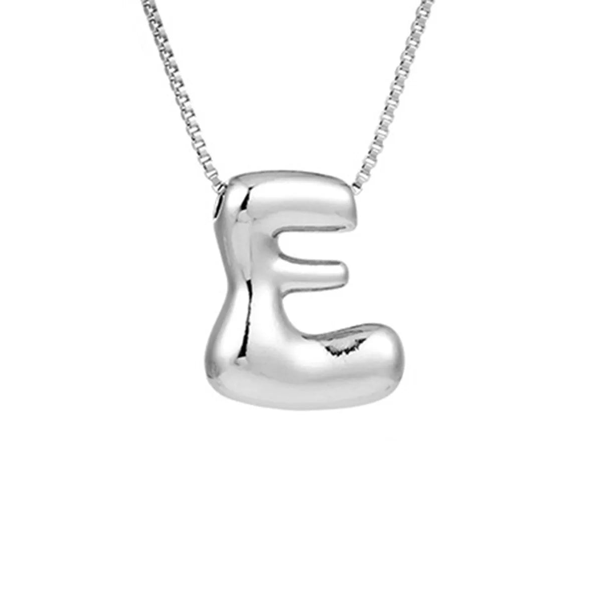 Royelux A-Z Balloon Bubble Letter Pendant Necklace – Silver Chunky Initial Jewelry