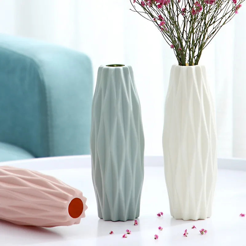 Royelux Diamond Plastic Flower Vase - Modern Imitation Ceramic Pot