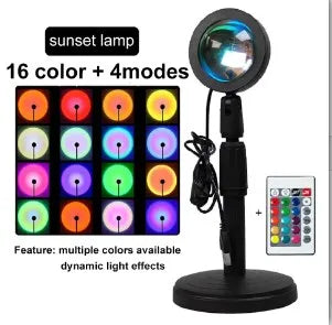 Sunset Lamp with Remote Control - 16 Colors & 360° Rotation - 16 kinds of Light