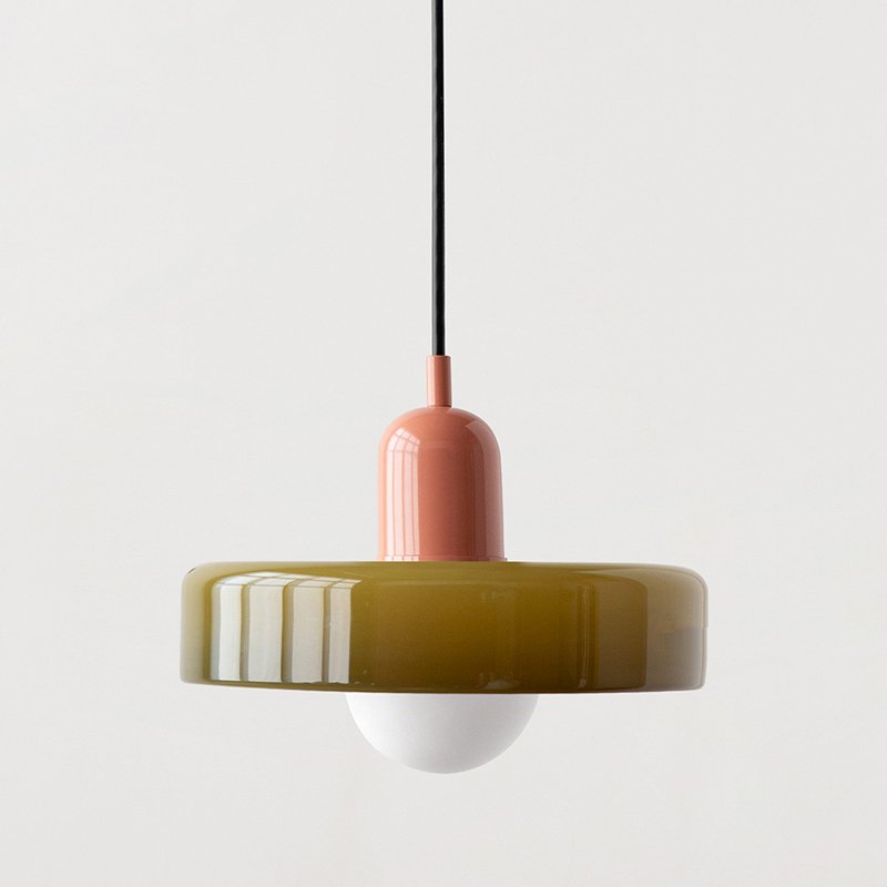 RoyaleGlow Scandinavian-Style Vintage Glass Pendant Light for Elegant Illumination - Small / Tea Green / Pink