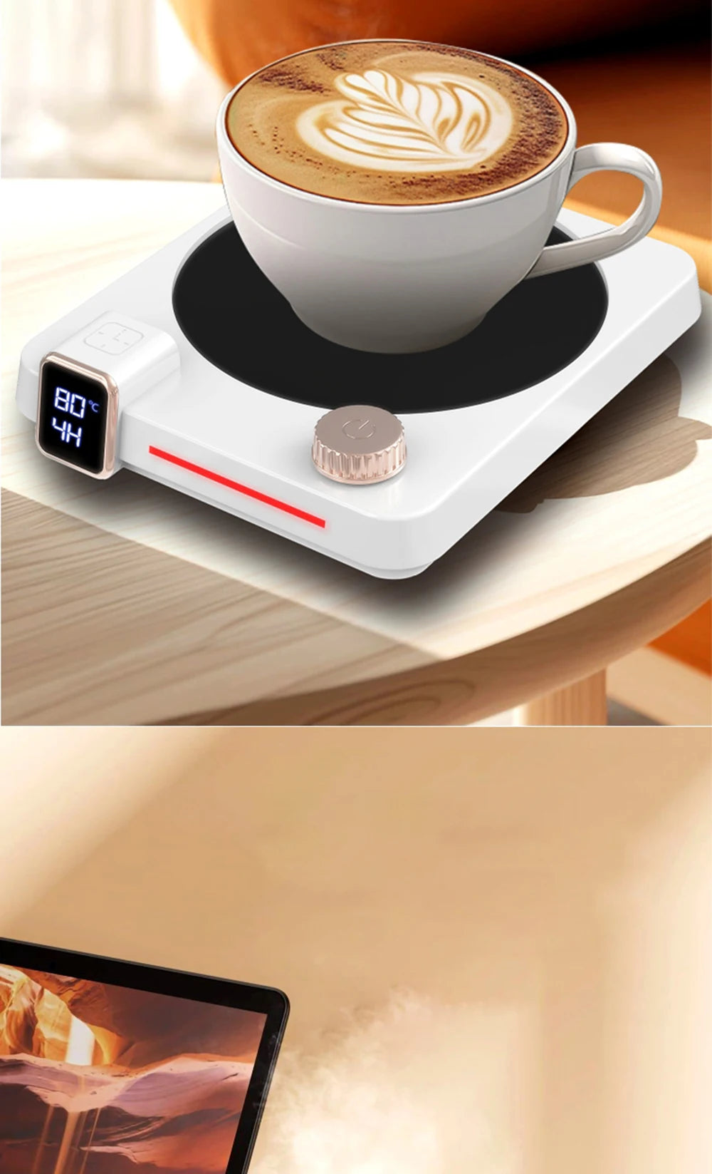 Royaleva Coffee Cup Heater Pad – 9-Speed Temperature Adjustment, LED Display, Auto Shut-Off