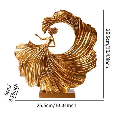 Modern Dancing Girl Statuette - Elegant Resin Figurine for Home and Office Decor