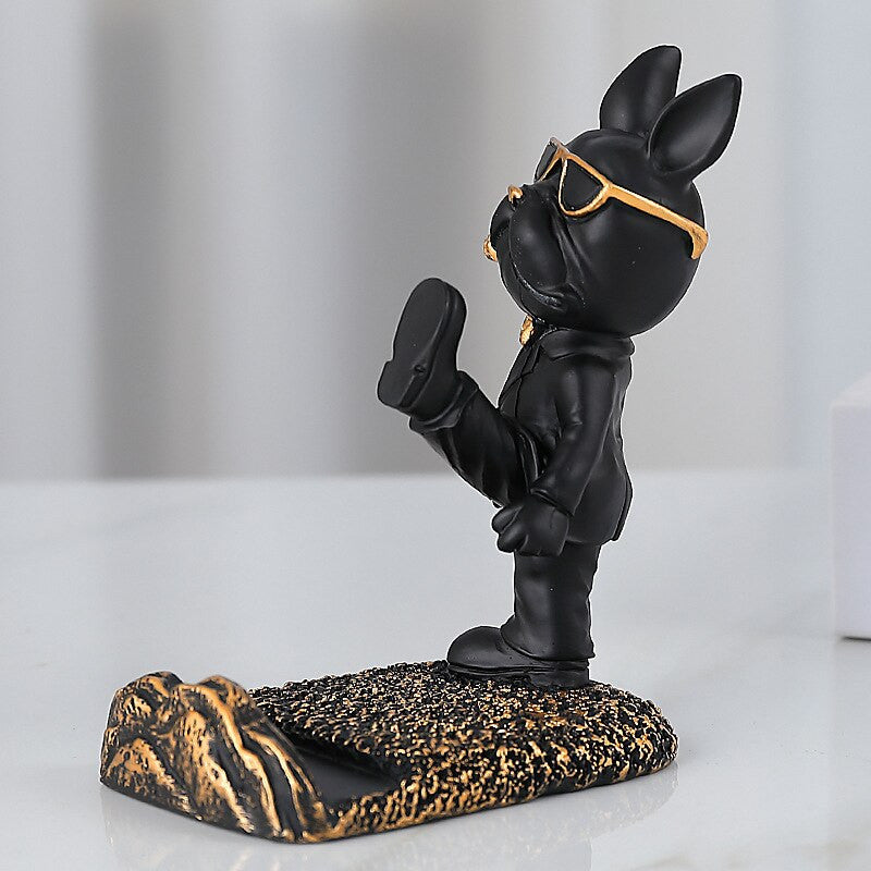 Royaleva Kung Fu Bulldog Phone Stand - Unique Dog Figurine Holder for Desk or Home - Default Title