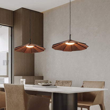 RoyaleGlow Blossom Wood Pendant Light – Natural Elegance for Modern Spaces - Walnut