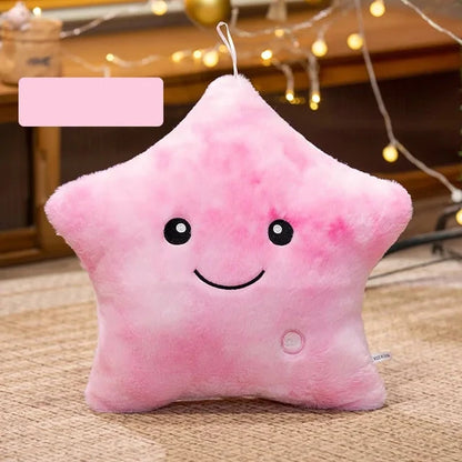 LED Star Plush Light - Soft Glowing Star Pillow Doll, Stuffed Toy for Kids & Home Decor, Perfect Birthday Gift - Pink 24x22cm