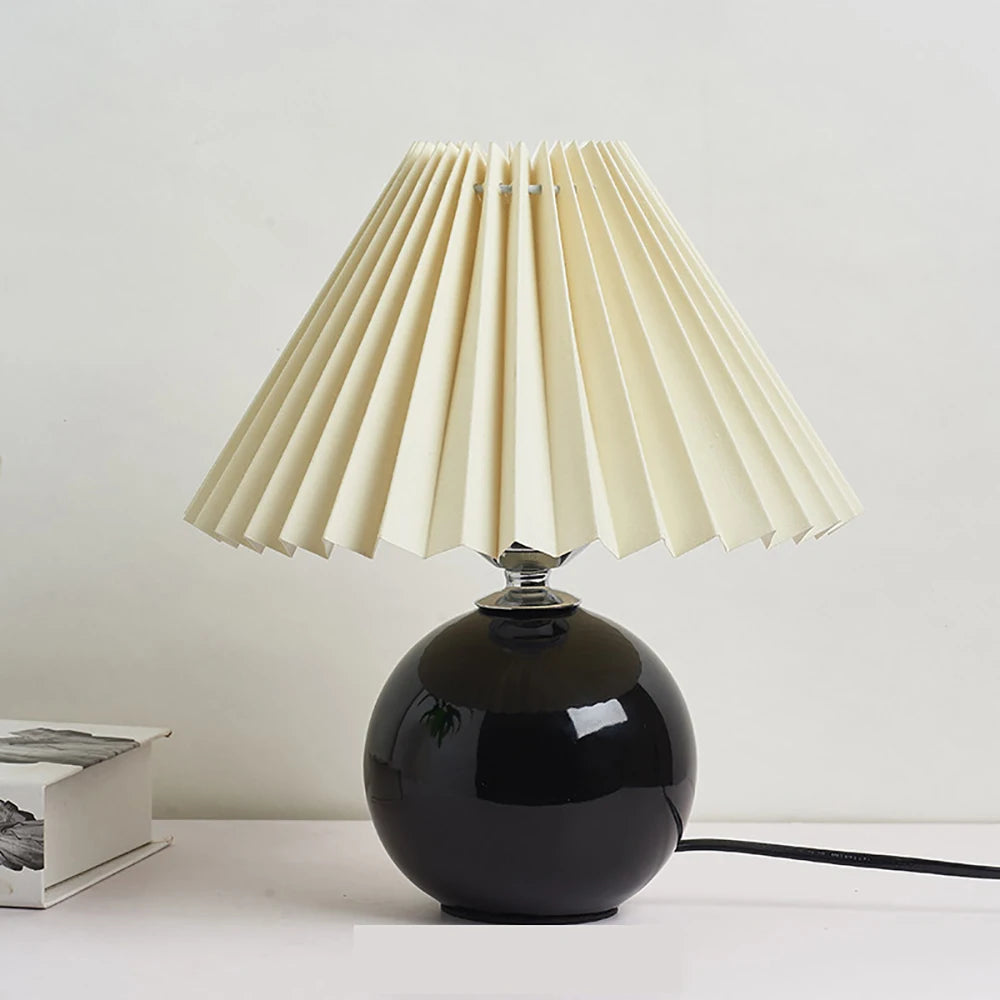 Ceramic Pleated Table Lamp with Tricolored LED